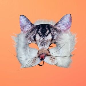 CAT MASK NEW FURRY WHISKERS KIDS ADULTS